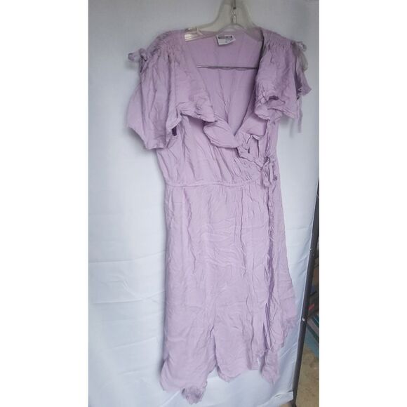 Shoreline Gorgeous Lightweight Flutter Sleeve Wrap Dress Lavendar Maxi Rayon XL - Picture 2 of 9